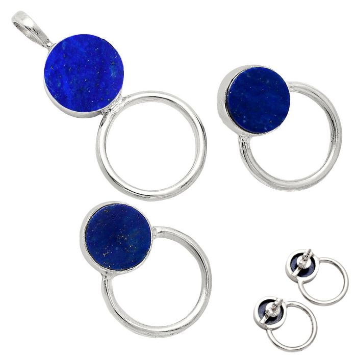 Lapis Lazuli Pendant Earrings Set EXT01025 T-1012, 12x12 mm