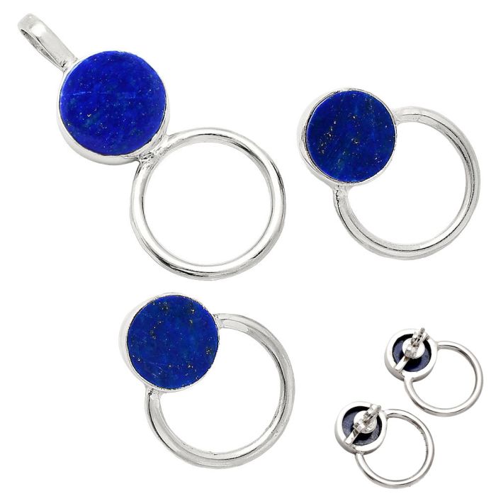 Lapis Lazuli Pendant Earrings Set EXT01027 T-1012, 12x12 mm