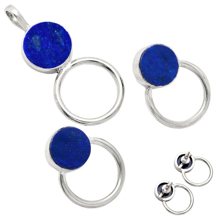 Lapis Lazuli Pendant Earrings Set EXT01028 T-1012, 12x12 mm