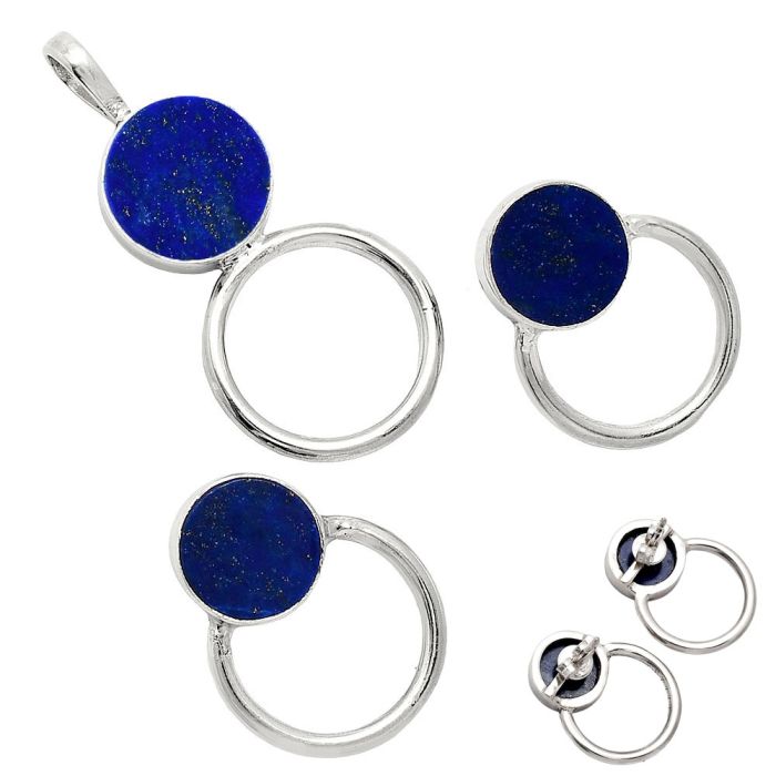 Lapis Lazuli Pendant Earrings Set EXT01029 T-1012, 12x12 mm