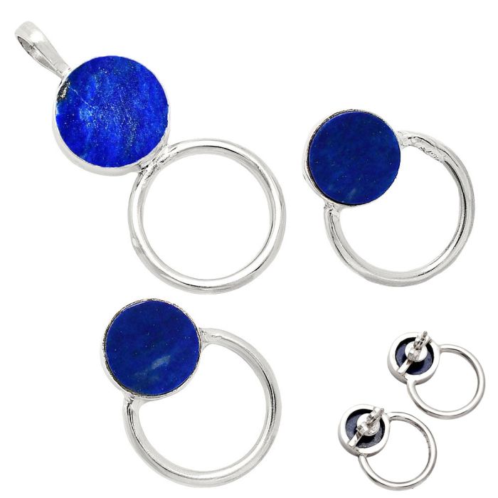 Lapis Lazuli Pendant Earrings Set EXT01030 T-1012, 12x12 mm