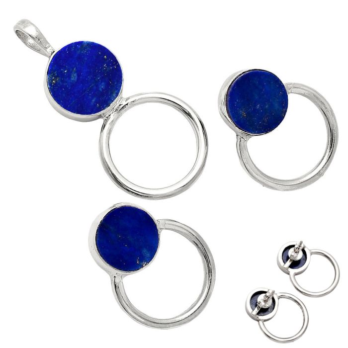 Lapis Lazuli Pendant Earrings Set EXT01031 T-1012, 12x12 mm