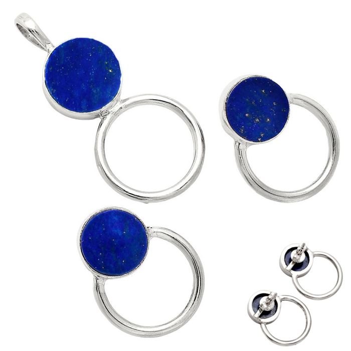 Lapis Lazuli Pendant Earrings Set EXT01032 T-1012, 12x12 mm