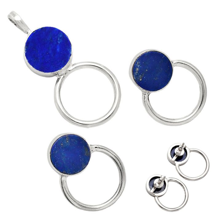 Lapis Lazuli Pendant Earrings Set EXT01033 T-1012, 12x12 mm