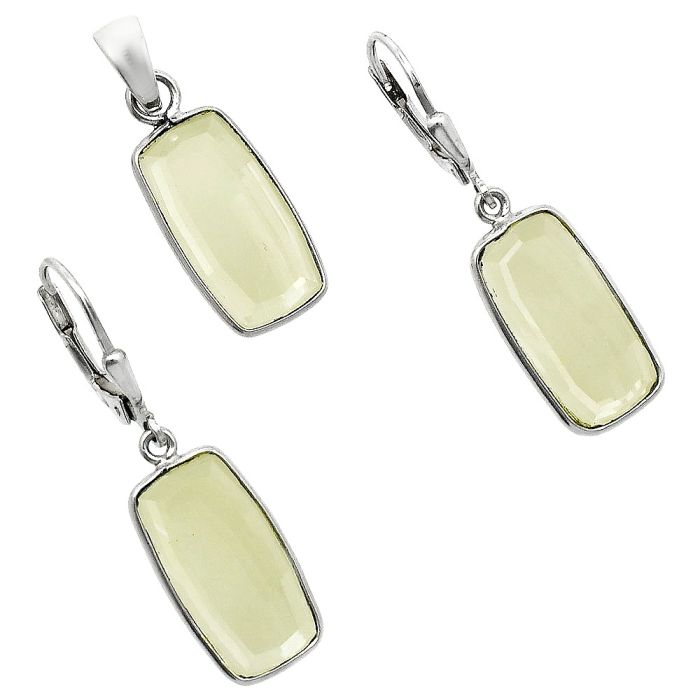 Lemon Quartz Pendant Earrings Set EXT01229 T-1015, 9x17 mm