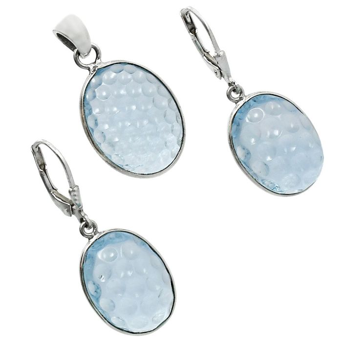 Sky Blue Topaz Pendant Earrings Set EXT01233 T-1015, 15x20 mm