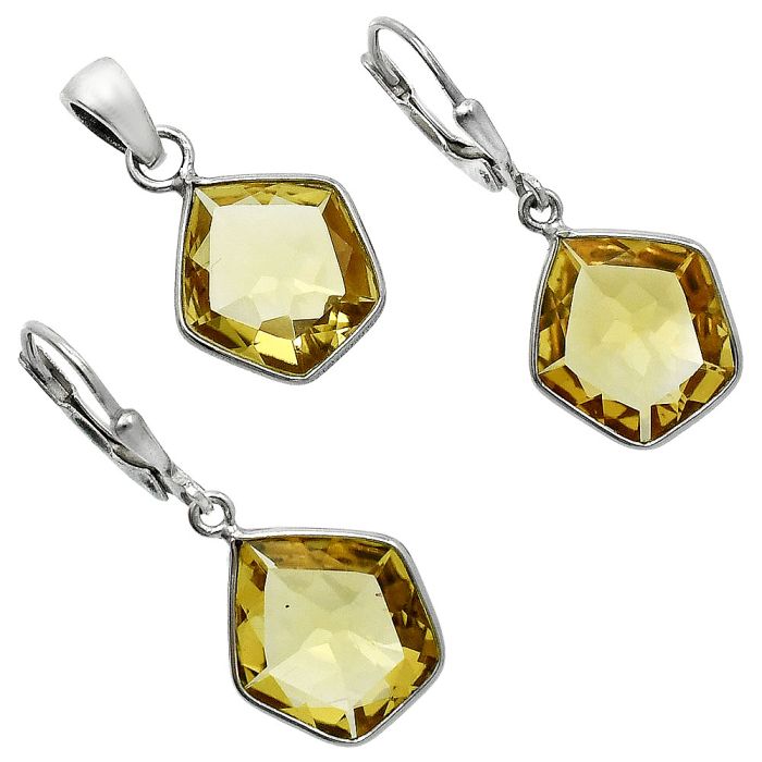 Citrine Pendant Earrings Set EXT01235 T-1015, 13x14 mm