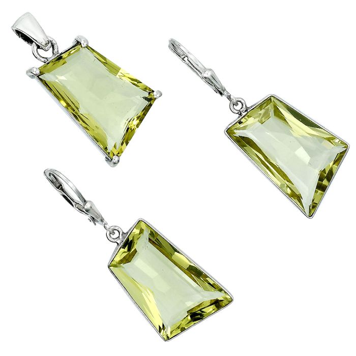 Green Gold Pendant Earrings Set EXT01314 T-1017, 14x21 mm