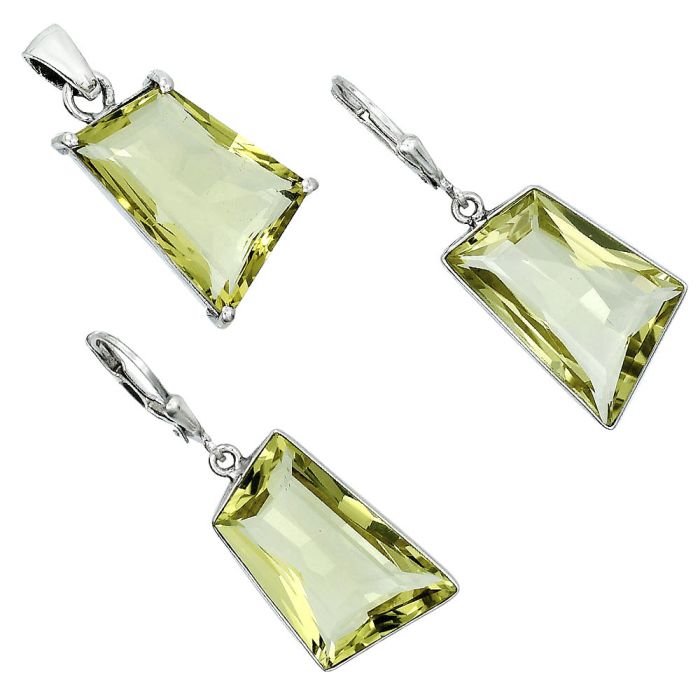 Green Gold Pendant Earrings Set EXT01315 T-1017, 14x21 mm