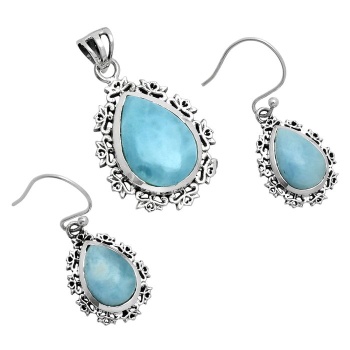 Larimar (Dominican Republic) Pendant Earrings Set EXT01454 T-1018, 13x18 mm