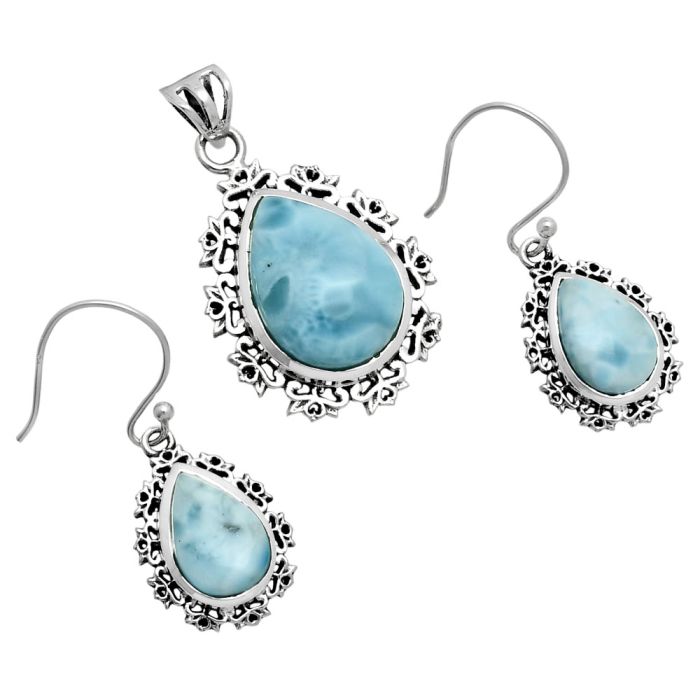 Larimar (Dominican Republic) Pendant Earrings Set EXT01455 T-1018, 13x18 mm