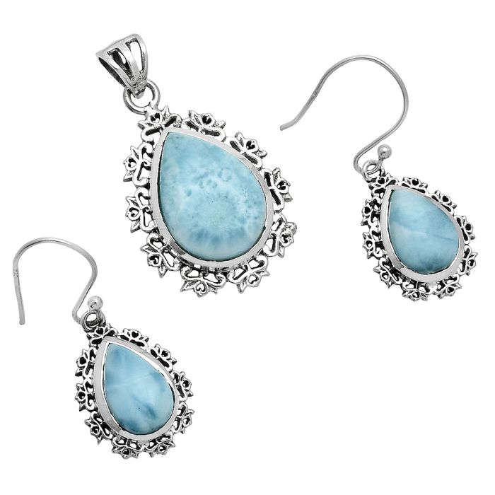 Larimar (Dominican Republic) Pendant Earrings Set EXT01457 T-1018, 13x18 mm