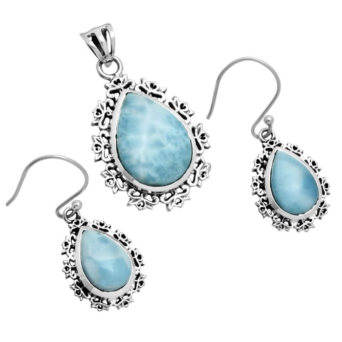 Larimar (Dominican Republic) Pendant Earrings Set EXT01458 T-1018, 13x18 mm