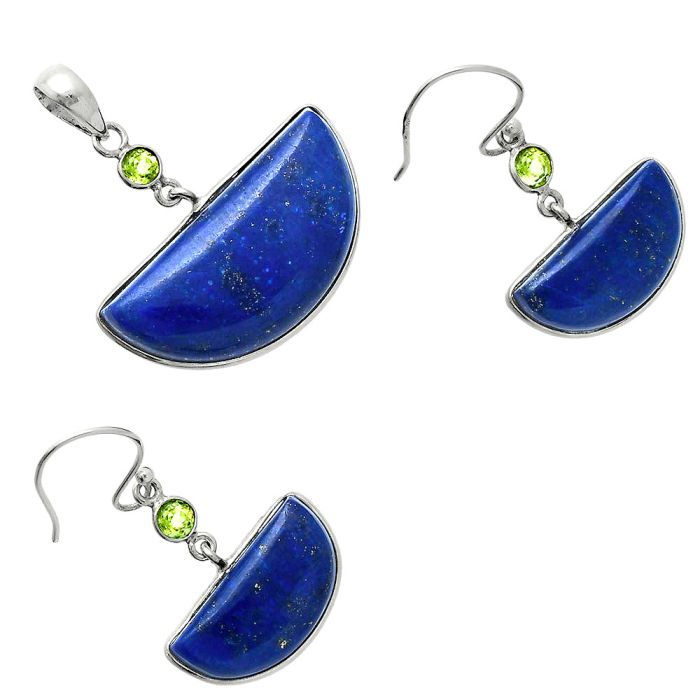 Lapis Lazuli and Peridot Pendant Earrings Set EXT01542 T-1010, 15x30 mm