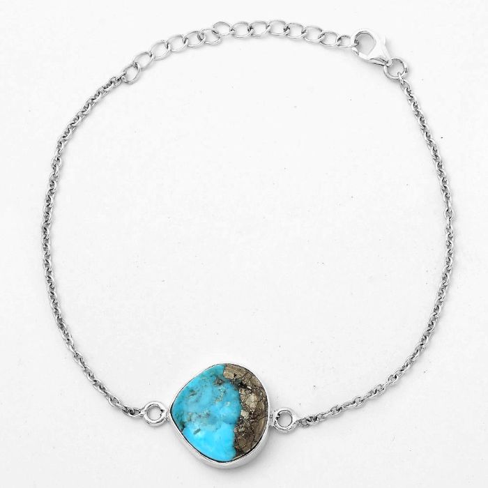 Natural Kingman Turquoise With Pyrite Bracelet SDB2825 B-1023, 15x16 mm