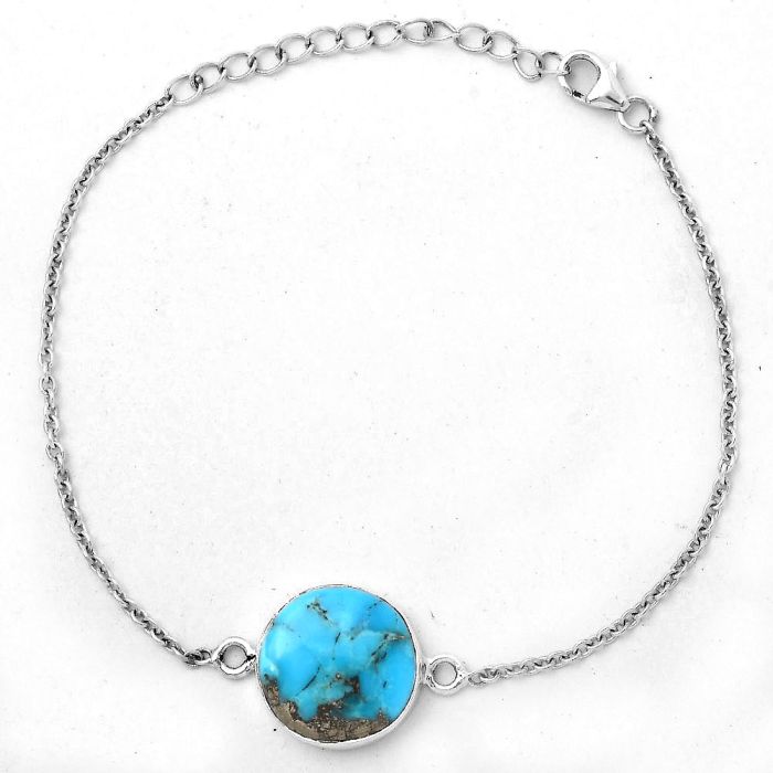 Natural Kingman Turquoise With Pyrite Bracelet SDB2899 B-1023, 15x15 mm