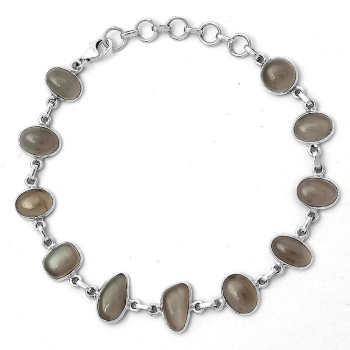 Natural Gray Moonstone Bracelet SDB3534 B-1001, 6x11 mm