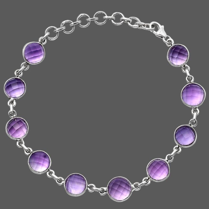 Amethyst Checker Bracelet SDB4592 B-1001, 9x9 mm