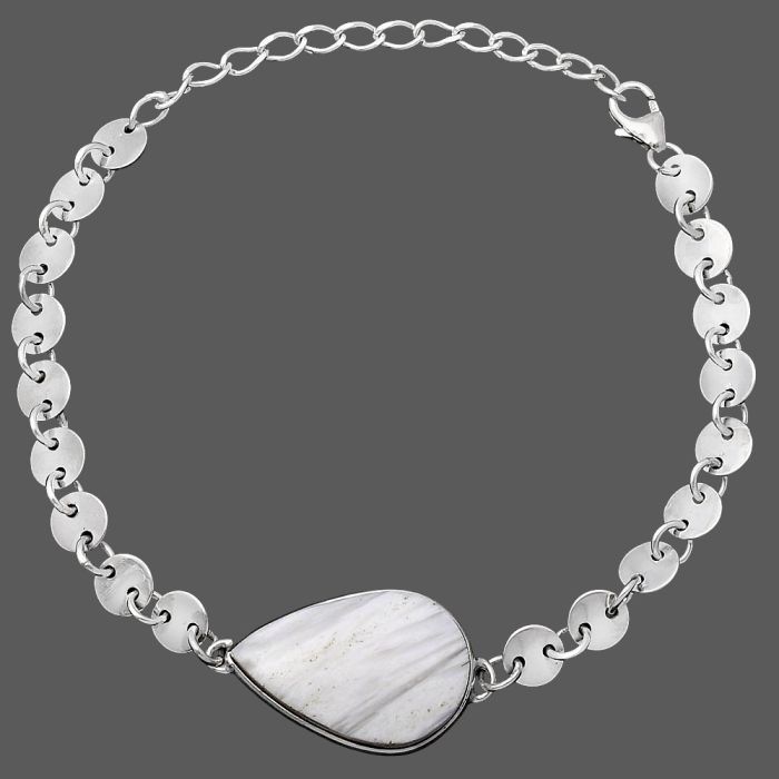 White Scolecite Bracelet SDB4781 B-1044, 15x22 mm