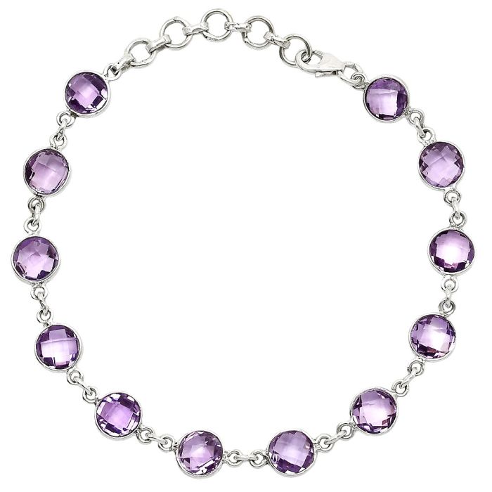 Amethyst Checker Briolette Bracelet SDB5028 B-1001, 7x7 mm