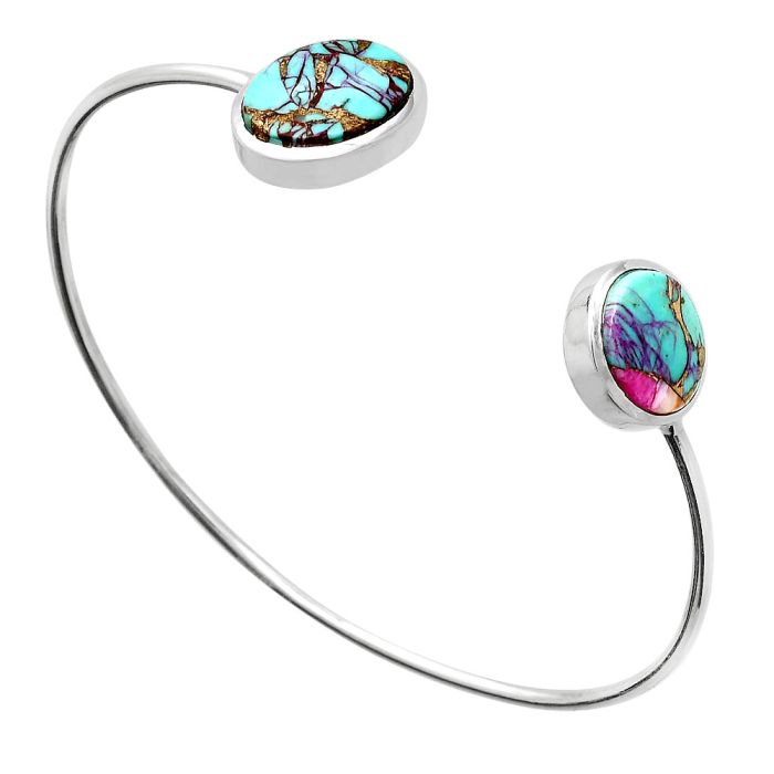 Kingman Purple Dahlia Turquoise Cuff Bangle Bracelet SDB5077 B-1004, 12x15 mm