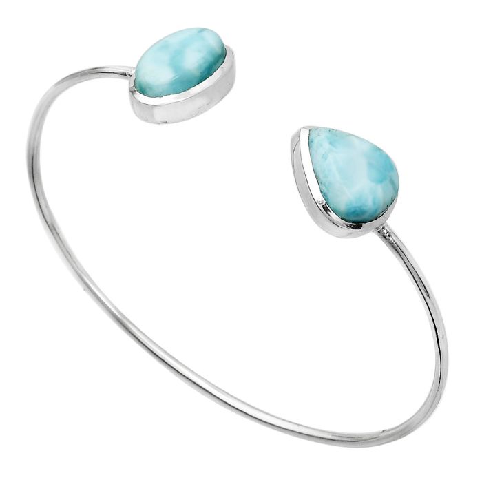 Larimar (Dominican Republic) Cuff Bangle Bracelet SDB5091 B-1004, 10x14 mm