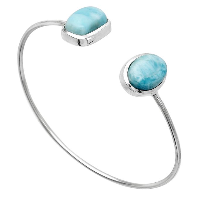 Larimar (Dominican Republic) Cuff Bangle Bracelet SDB5092 B-1004, 10x14 mm