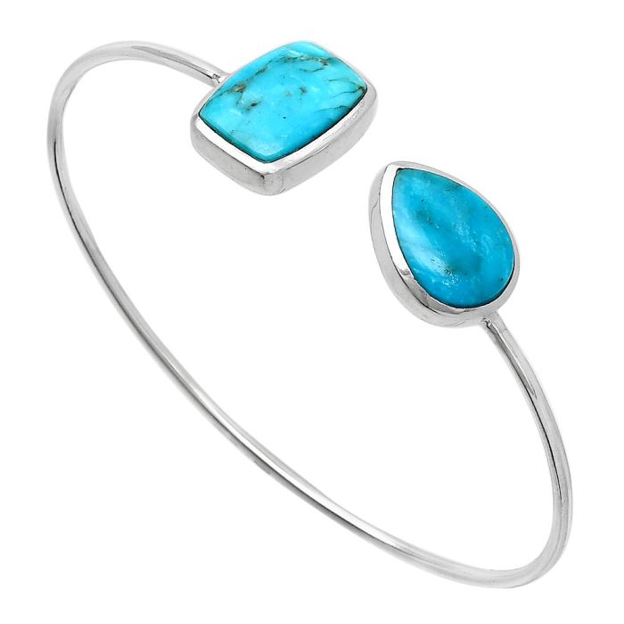 Natural Turquoise Morenci Mine Cuff Bangle Bracelet SDB5096 B-1004, 10x14 mm