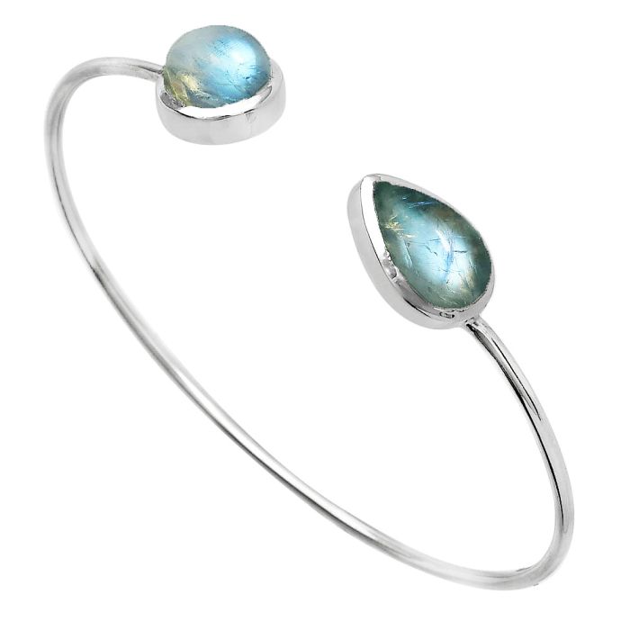 Rainbow Moonstone Cuff Bangle Bracelet SDB5111 B-1004, 9x14 mm