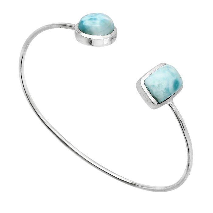 Larimar (Dominican Republic) Cuff Bangle Bracelet SDB5130 B-1004, 9x12 mm