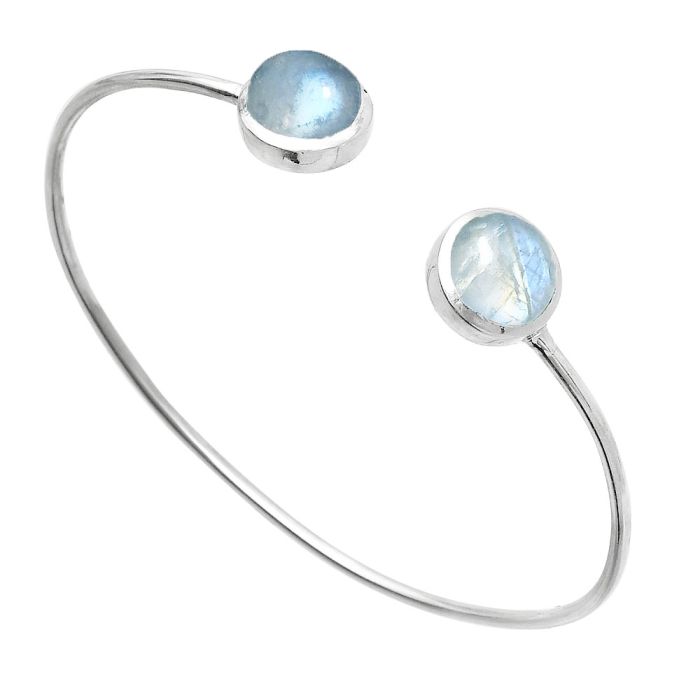 Rainbow Moonstone Cuff Bangle Bracelet SDB5133 B-1004, 10x10 mm