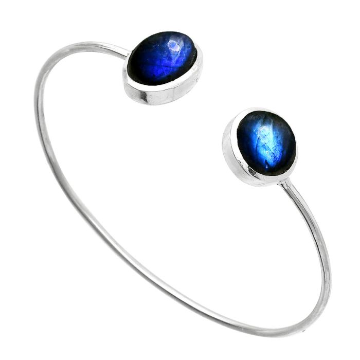 Blue Fire Labradorite Cuff Bangle Bracelet SDB5135 B-1004, 10x14 mm