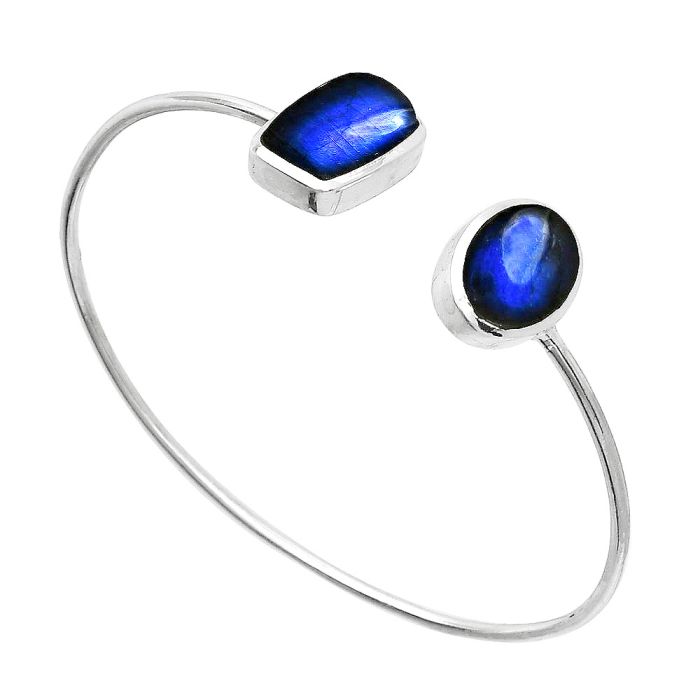 Blue Fire Labradorite Cuff Bangle Bracelet SDB5137 B-1004, 9x14 mm