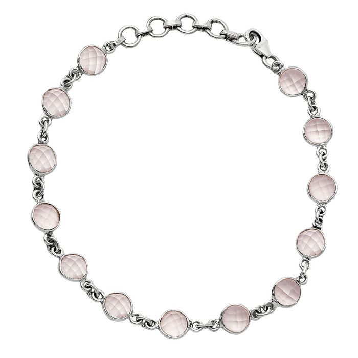 Rose Quartz Checker Bracelet SDB5162 B-1001, 6x6 mm