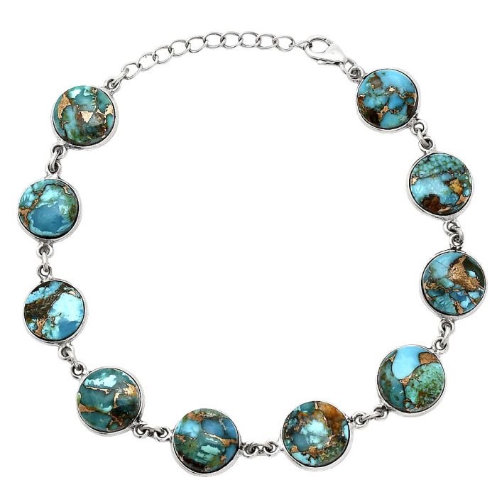 Kingman Copper Teal Turquoise Bracelet SDB5181 B-1001, 11x11 mm