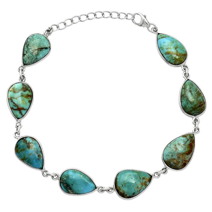 Natural Rare Turquoise Nevada Aztec Mt Bracelet SDB5240 B-1001, 10x15 mm