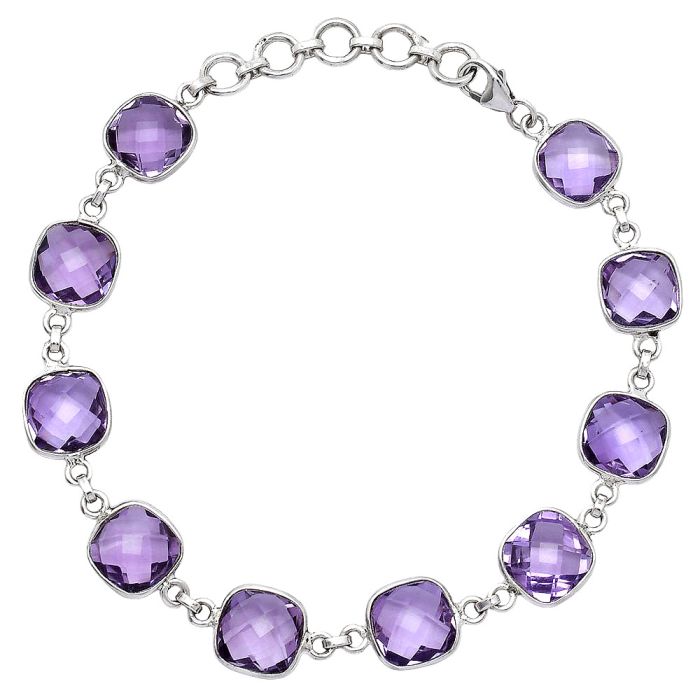 Amethyst Checker Briolette Bracelet SDB5276 B-1001, 9x9 mm