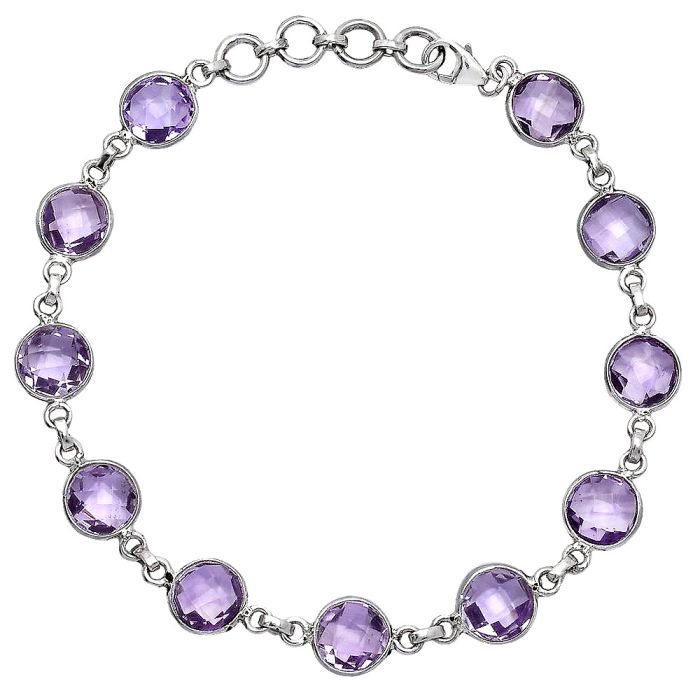 Amethyst Checker Briolette Bracelet SDB5282 B-1001, 8x8 mm