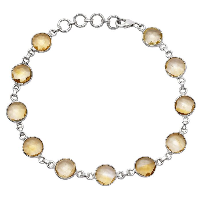 Citrine Checker Briolette Bracelet SDB5288 B-1001, 8x8 mm