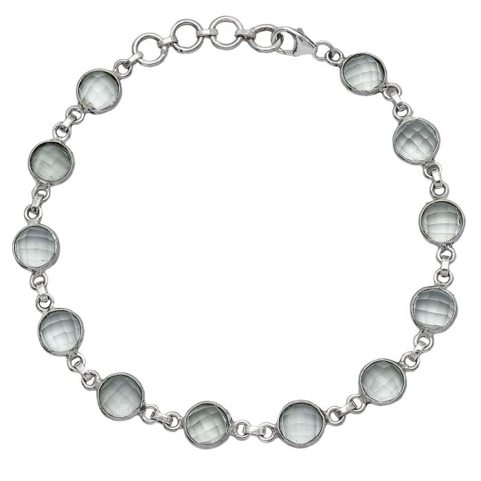 Prasiolite (Green Amethyst) Checker Bracelet SDB5290 B-1001, 7x7 mm