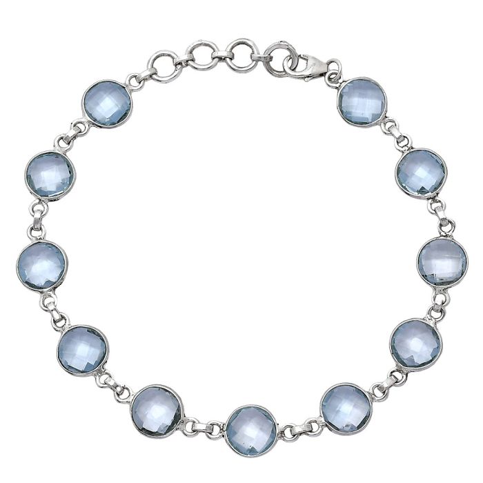 Sky Blue Topaz Checker Briolette Bracelet SDB5291 B-1001, 8x8 mm