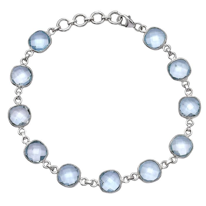 Sky Blue Topaz Checker Briolette Bracelet SDB5292 B-1001, 8x8 mm