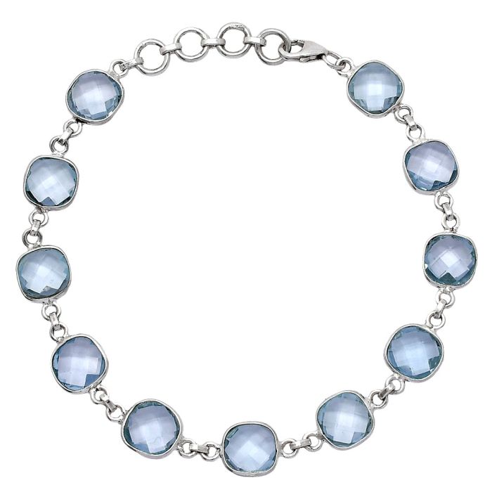 Sky Blue Topaz Checker Briolette Bracelet SDB5293 B-1001, 8x8 mm