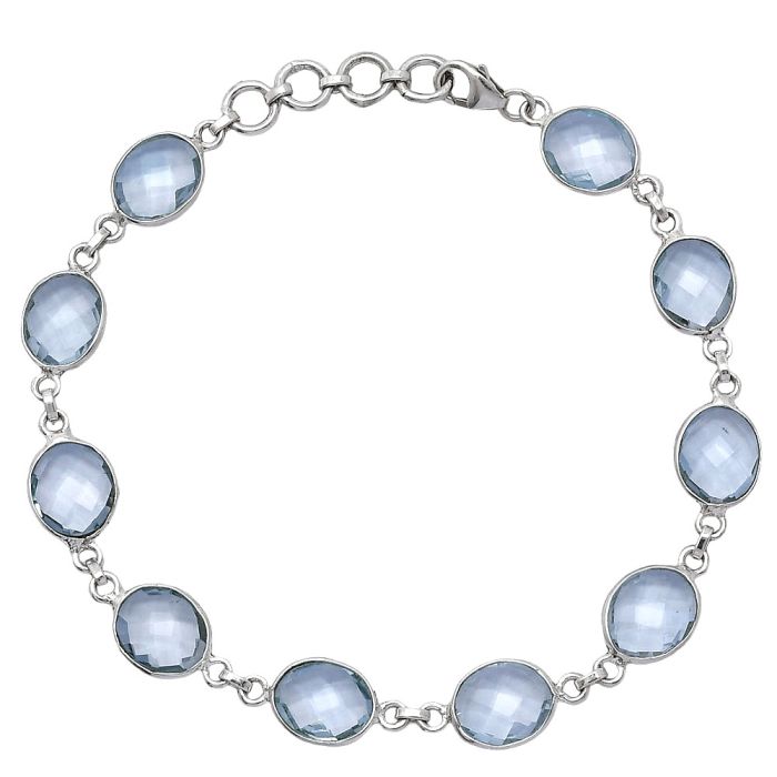 Sky Blue Topaz Checker Briolette Bracelet SDB5294 B-1001, 8x10 mm