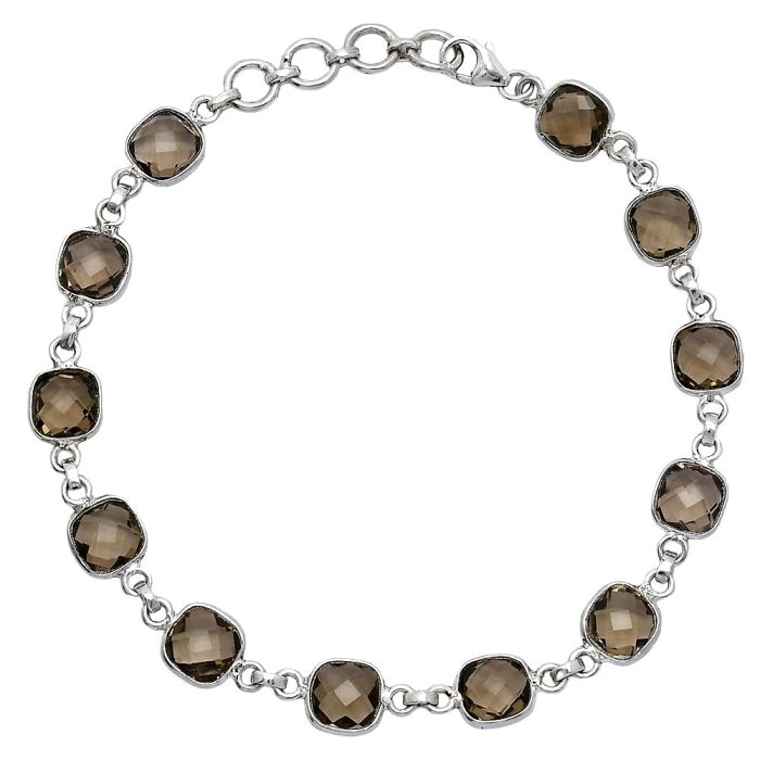 Smoky Quartz Checker Briolette Bracelet SDB5295 B-1001, 7x7 mm