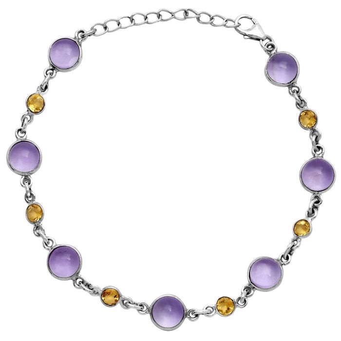 Amethyst Cab and Citrine Bracelet SDB5317 B-1006, 7x7 mm