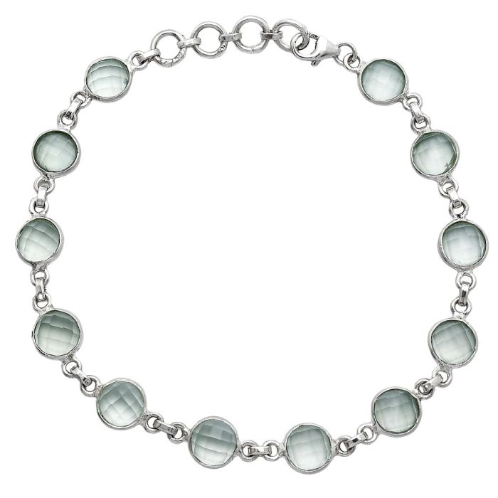 Prasiolite (Green Amethyst) Checker Bracelet SDB5324 B-1001, 7x7 mm