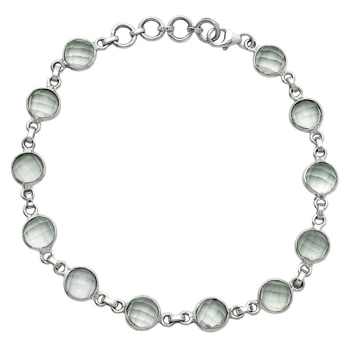 Prasiolite (Green Amethyst) Checker Bracelet SDB5326 B-1001, 7x7 mm