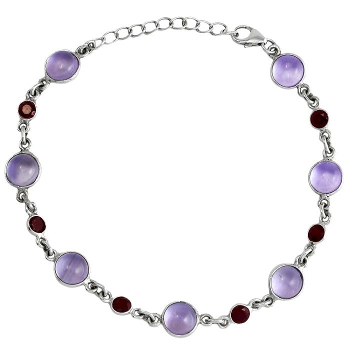 Amethyst Cab and Garnet Bracelet SDB5336 B-1006, 7x7 mm