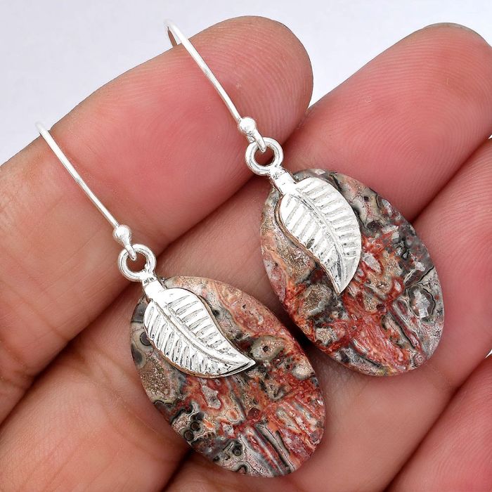 Natural Leopard Skin Jasper Earrings SDE34316 E-1137, 16x24 mm